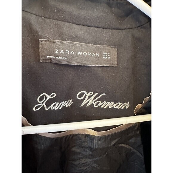 Zara Black Fitted Blazer Dress, Size Medium Pocket Belted - Picture 7 of 9